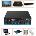 Black BT-309A-A dual-purpose Bluetooth power amplifier with remote control for home and car audio.