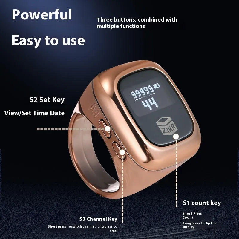 Al-fatiha Zikr electronic counter with digital display and multi-channel vibration reminder in various colours