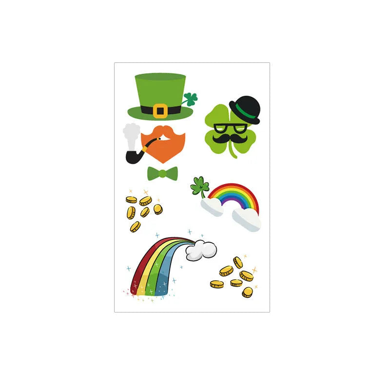 Irish festival tattoo sticker paper with St. Patrick's Day clover design for water transfer application