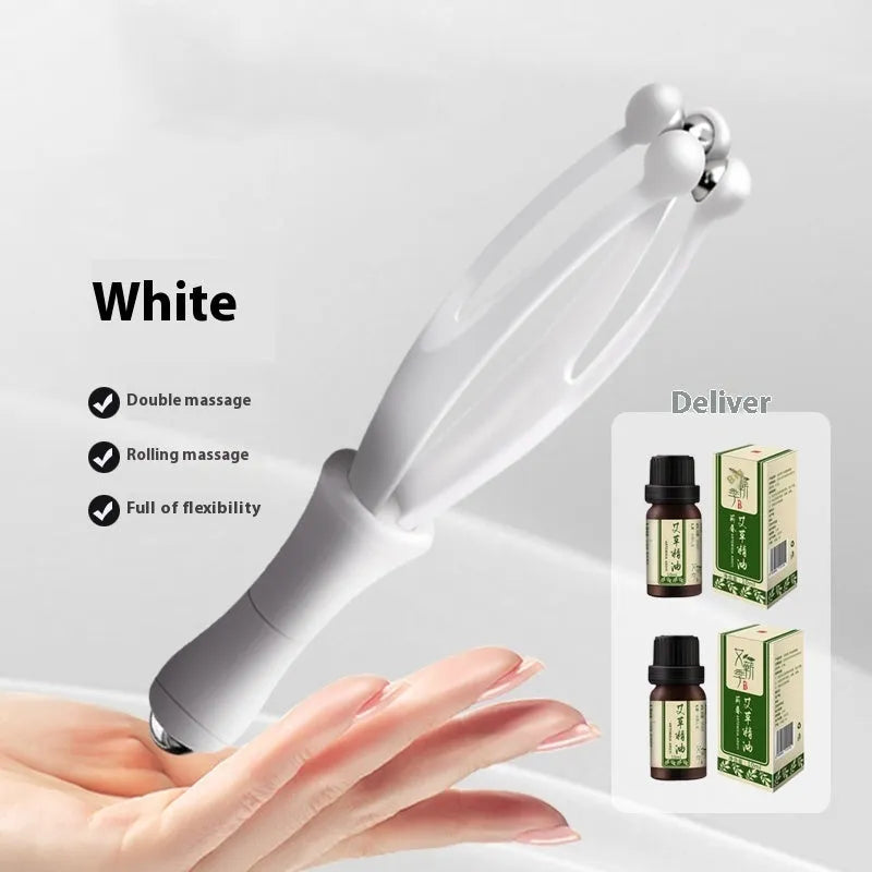 Blue and white steel ball finger massager roller for hand joint care with electroplated steel ball massage surface