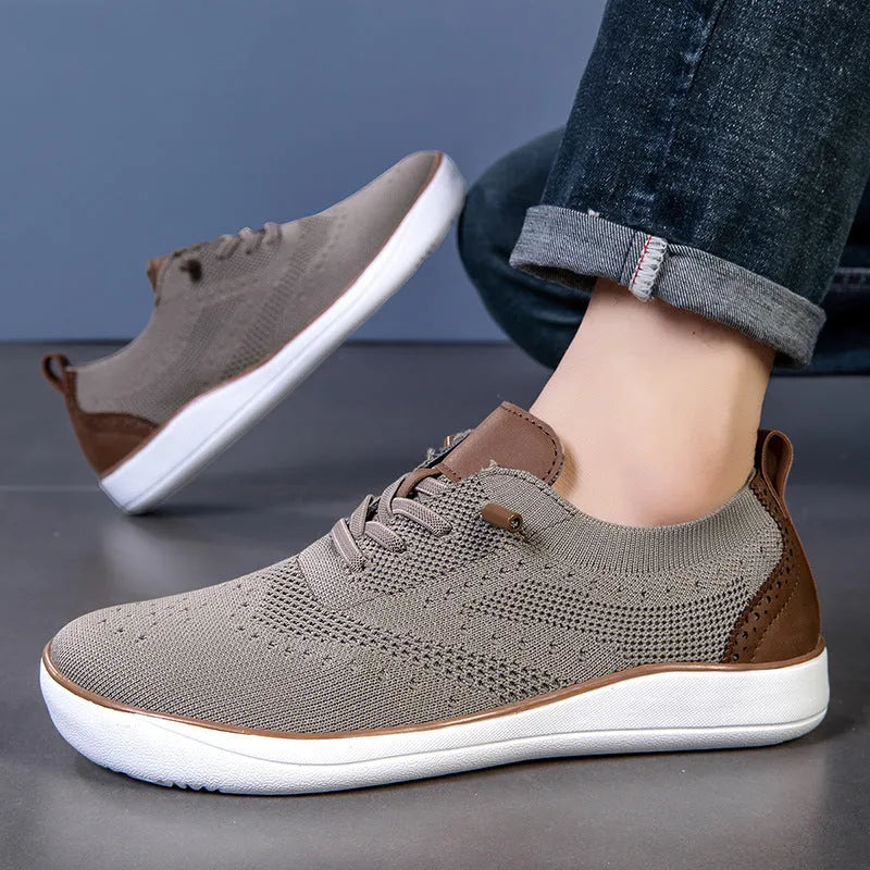 Widened fattened big last mesh walking shoes for men with flat heel, available in multiple colours and sizes 39 to 48