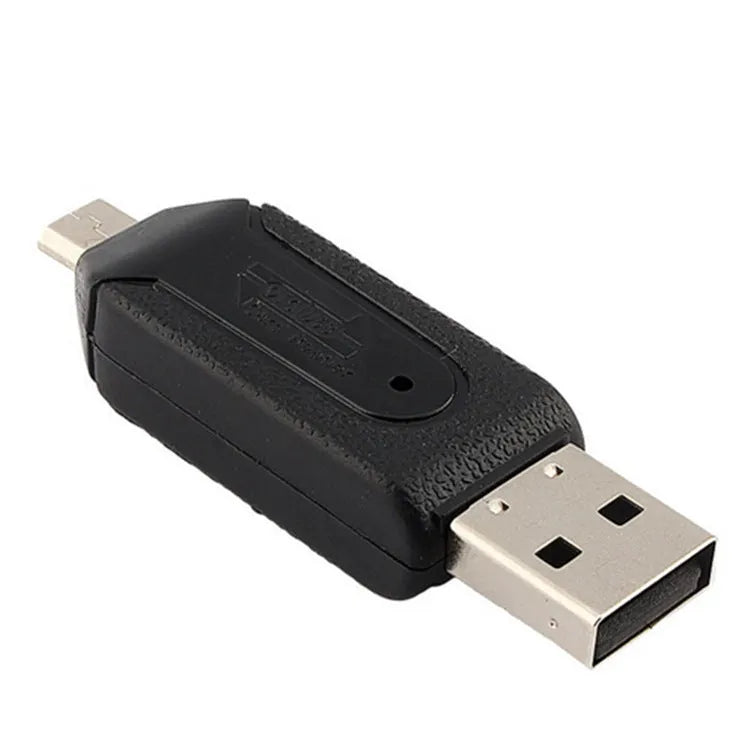 OTG card reader with micro USB interface for Android phones and computers, compatible with SD and TF memory cards
