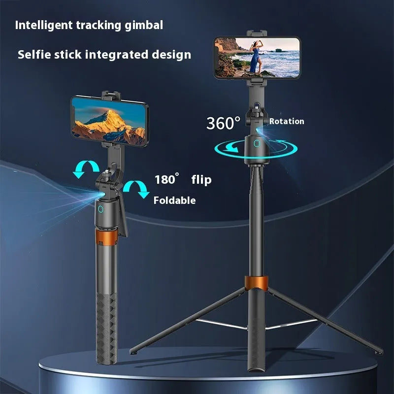 Smart face tracking PTZ selfie stick with 1.8m bracket keel and Bluetooth remote in black