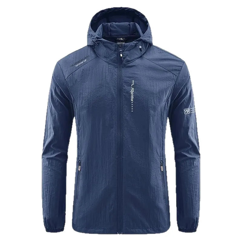 Men's lightweight hooded summer jacket in nylon fabric, loose fit design