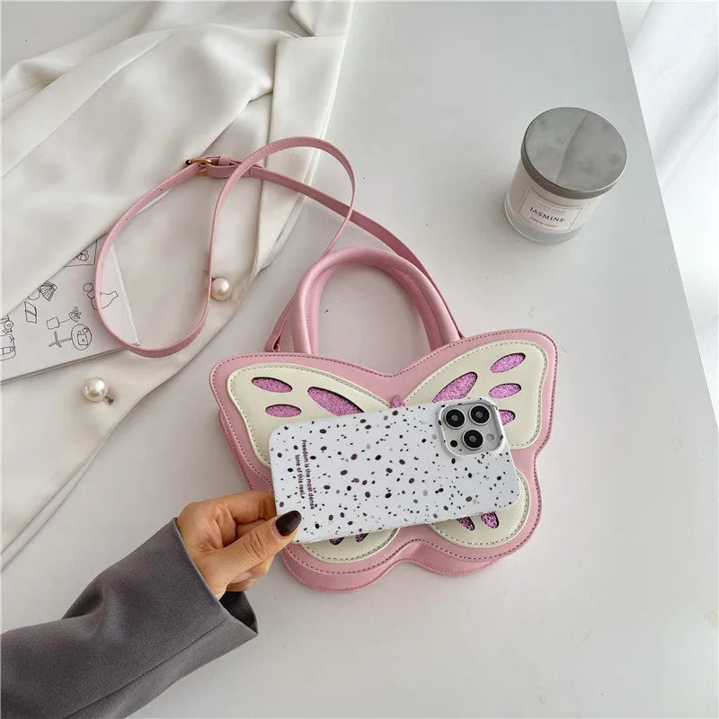 Small square PU leather crossbody bag with contrast detailing in black, blue, pink, or white