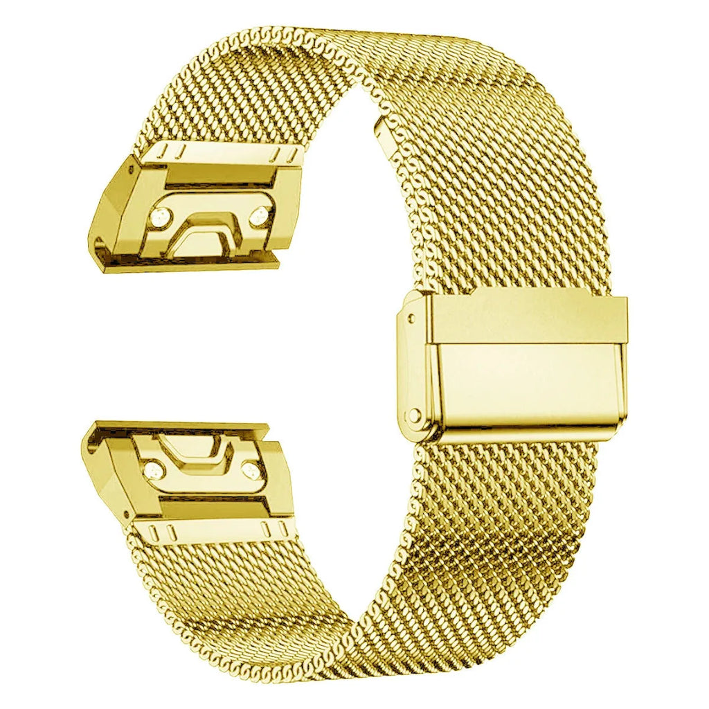 Stainless steel watch strap for Garmin Fenix 7X and 6X models in silver, black, gold, rose gold colours