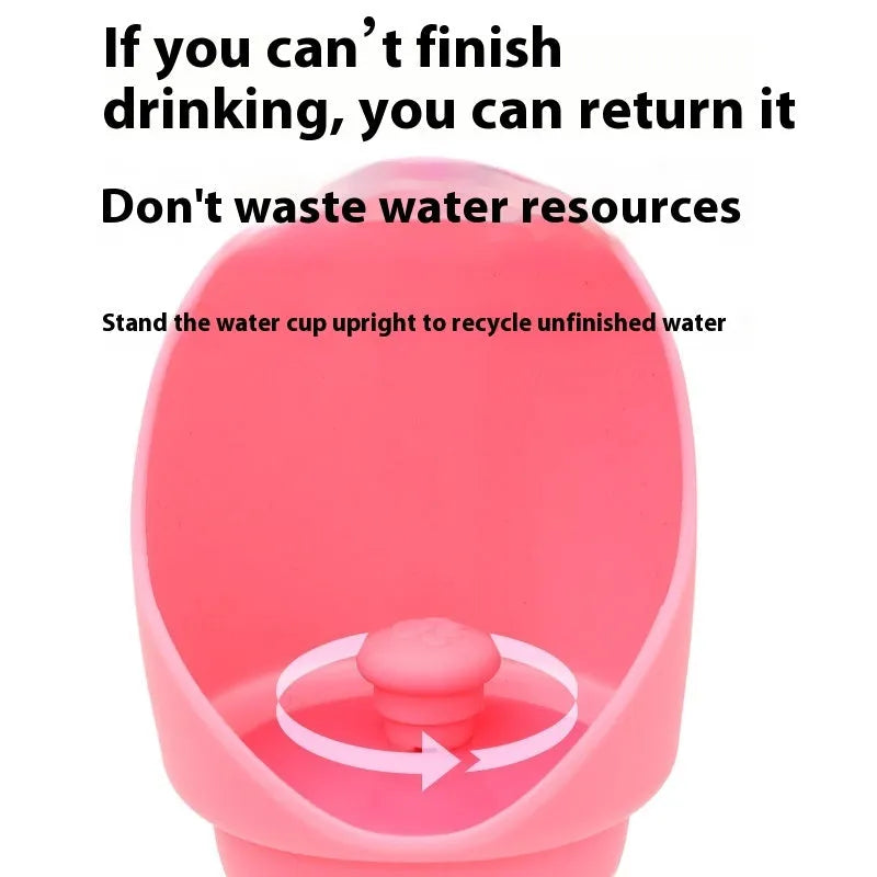 Collapsed and unfolded views of a silicone folding water cup for pets in a choice of colours.