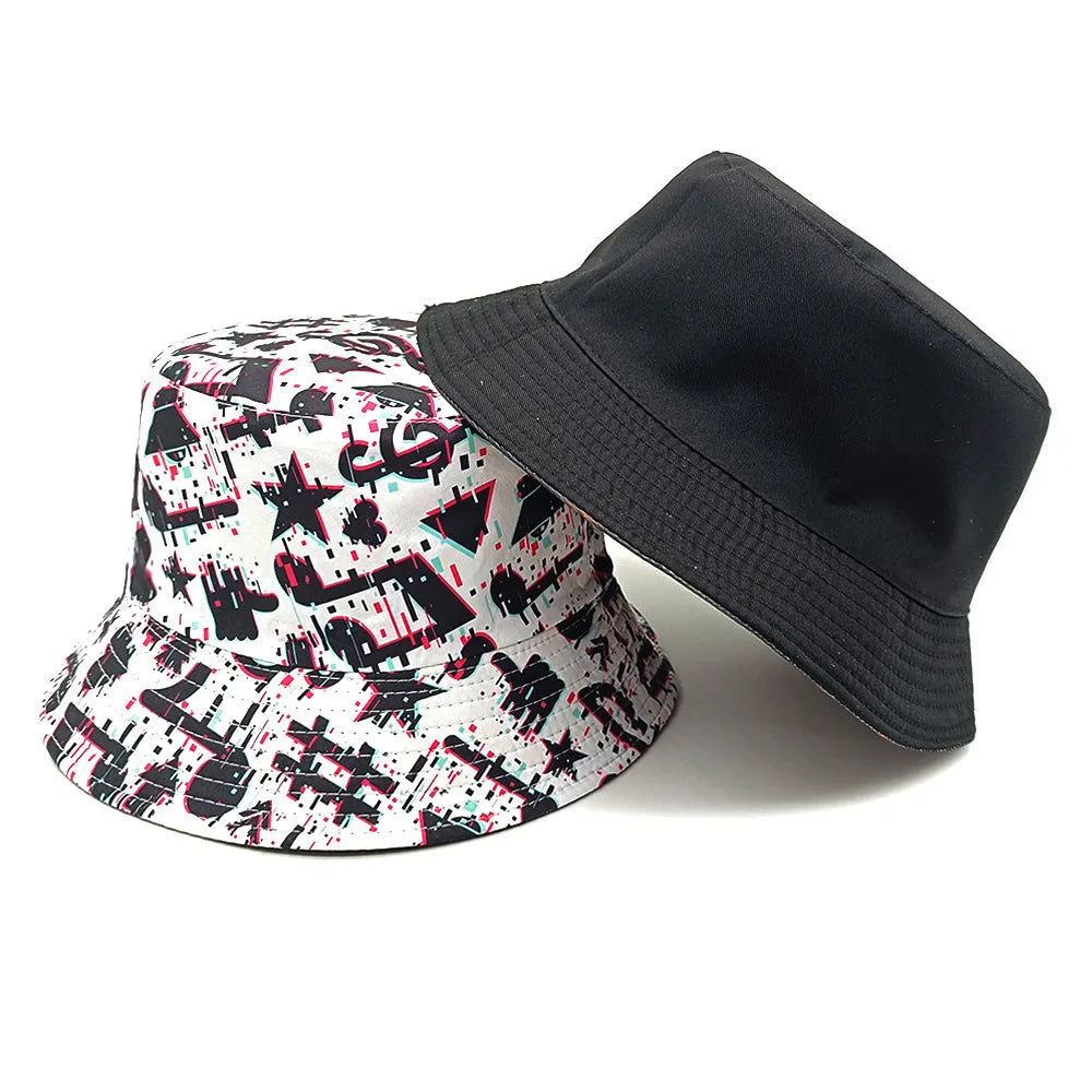 Musical note pattern printing polyester bucket hat with dome crown style for outdoor sun protection