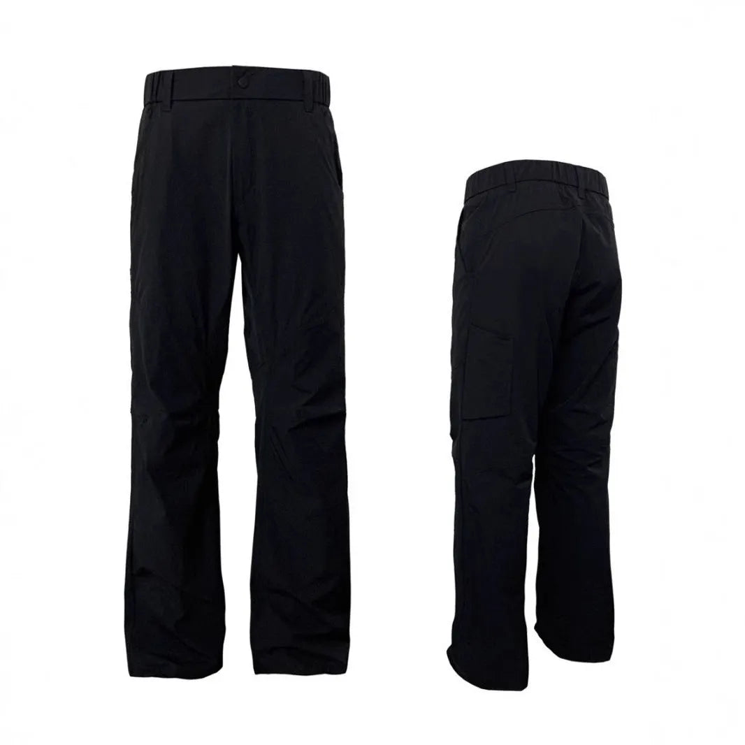 Straight-leg casual trousers in nylon blend fabric with an elastic waistband, shown in army green.