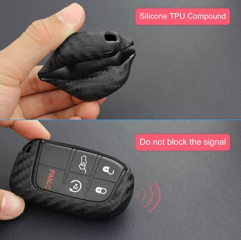 Silicone car key protection case for Dodge Chrysler Fiat remote keys with packaging options