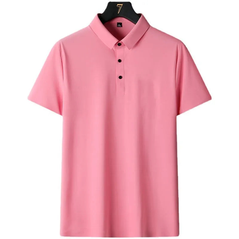 Men's solid colour non-ironing short sleeve business casual shirt in a nylon blend fabric