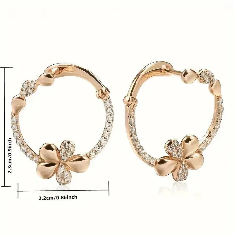 Women's geometric round ring earrings in copper with electroplating colour finish
