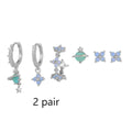 Gold or silver Japanese Korean style flower ear studs with zircon mosaic geometric design