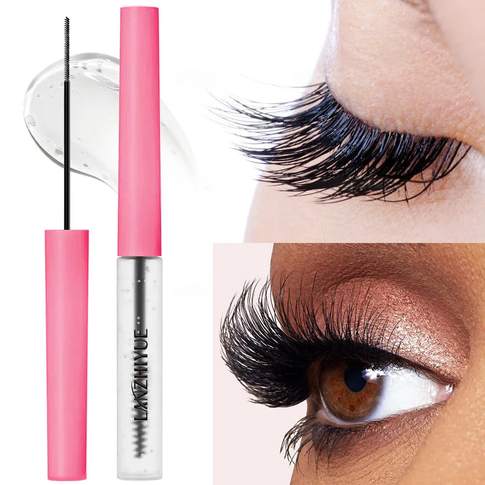 White eyelash growth liquid with applicator brush for lash thickening