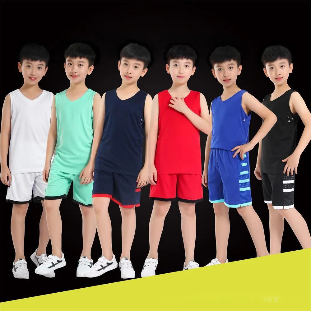 Black breathable sports vest and trousers set for basketball and fitness training on a neutral background.