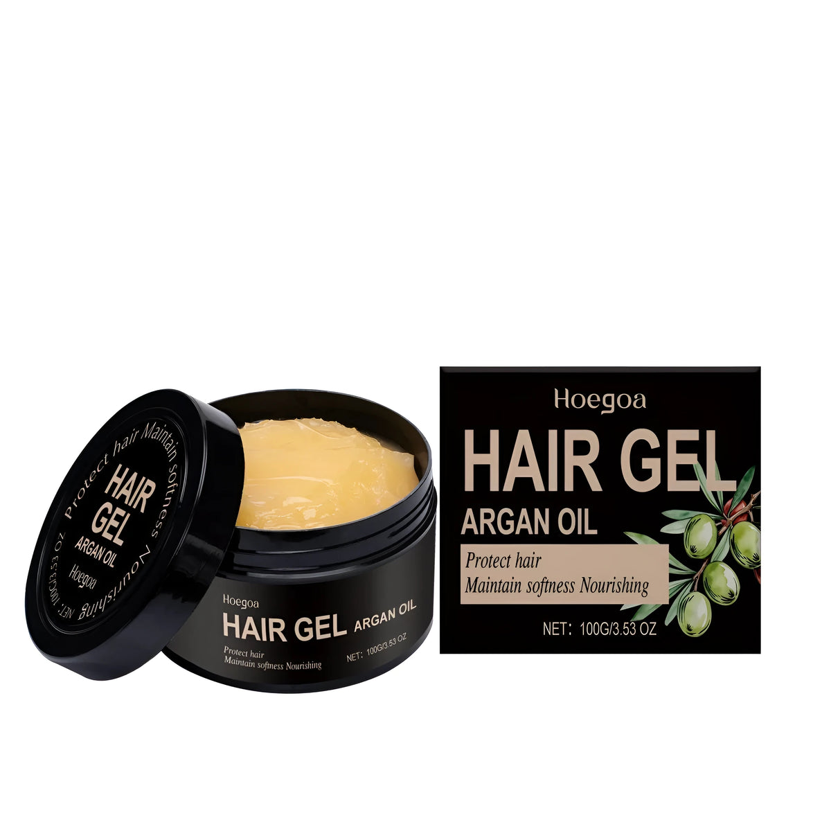 100ml tube of Moroccan nut oil hair setting gel with pump dispenser.