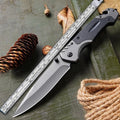 Alloy folding pocket knife with a choice of smooth or textured blade, shown open with a 115mm handle.