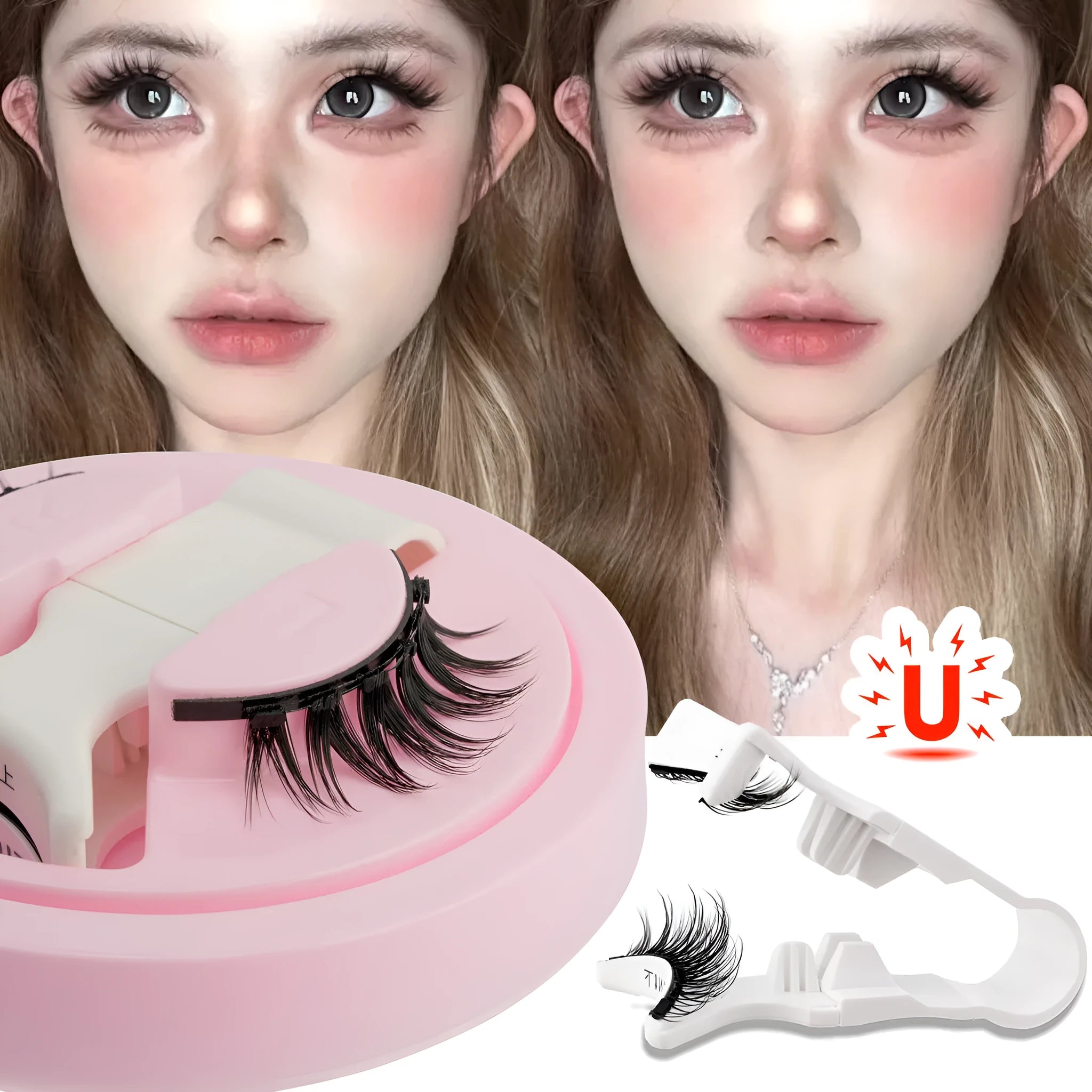 Reusable waterproof false eyelashes with glue-free band in five thickness specifications