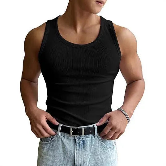Men's tight fit polyester workout T-shirt with wool lining in various colours on a hanger.