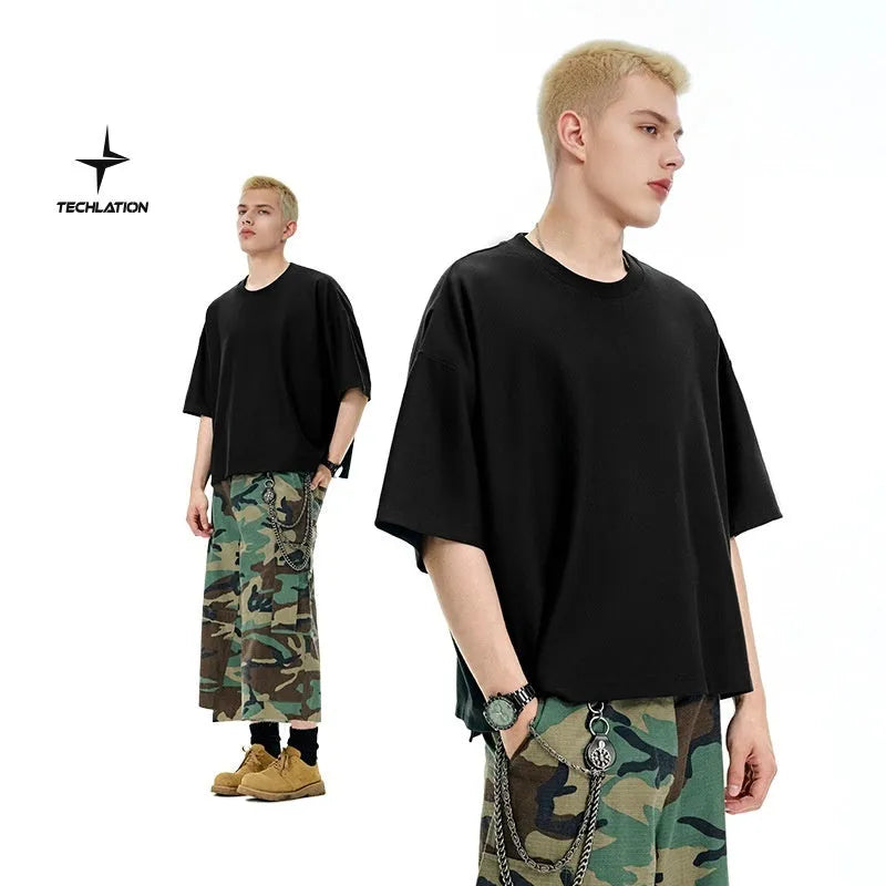 Men's sand grey quick-drying short sleeve t-shirt in loose fit pullover style