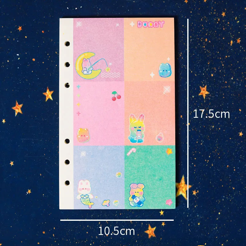 A6 loose-leaf notebook with character design cover, 80 sheets, 6-hole fitting