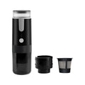 Black portable K-Cup coffee machine for use in car, camping and travel