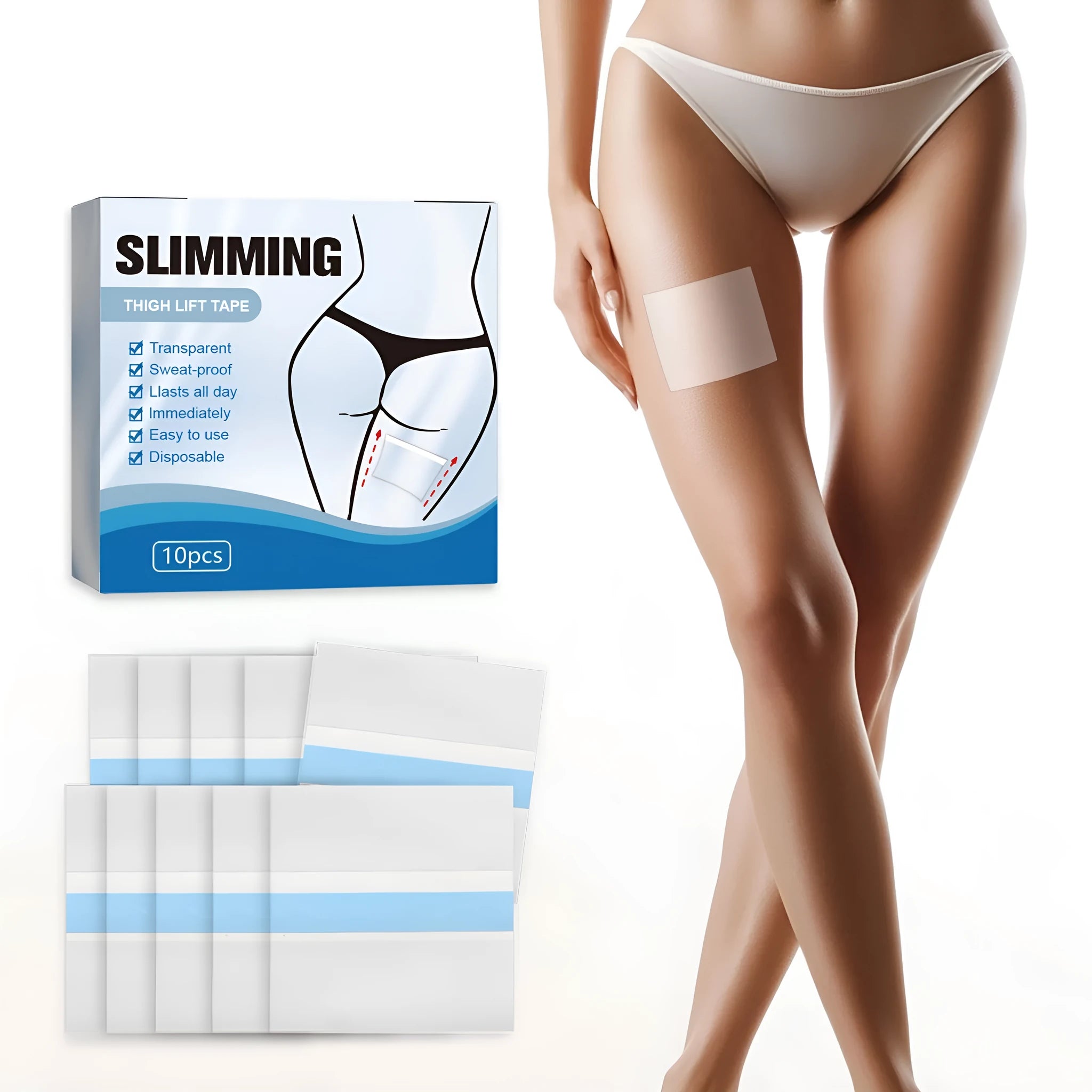 Box of 10 body shaping patch stickers for slimming and tightening, 12x12cm size