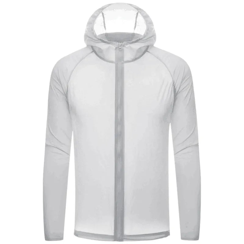 Sun protection shell jacket for women and men in solid colour, hooded nylon quick-dry waterproof windproof reflective outdoor coat