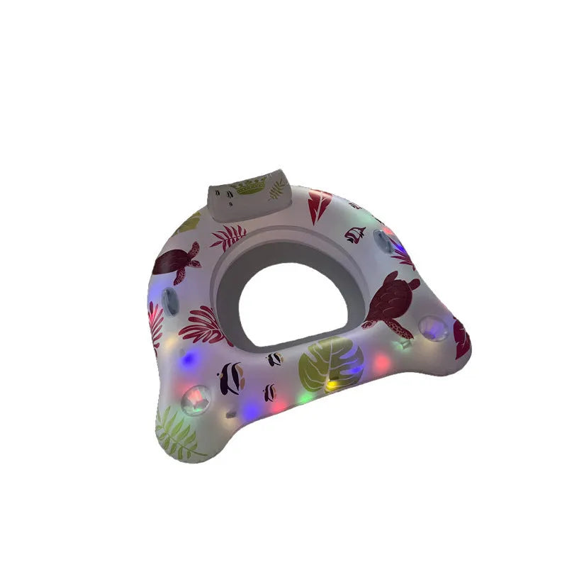 White U-shaped luminous inflatable float recliner on water