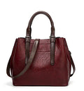 Bright red retro PU handbag with contrast shoulder strap and square vertical shape for women