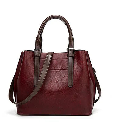 Bright red retro PU handbag with contrast shoulder strap and square vertical shape for women
