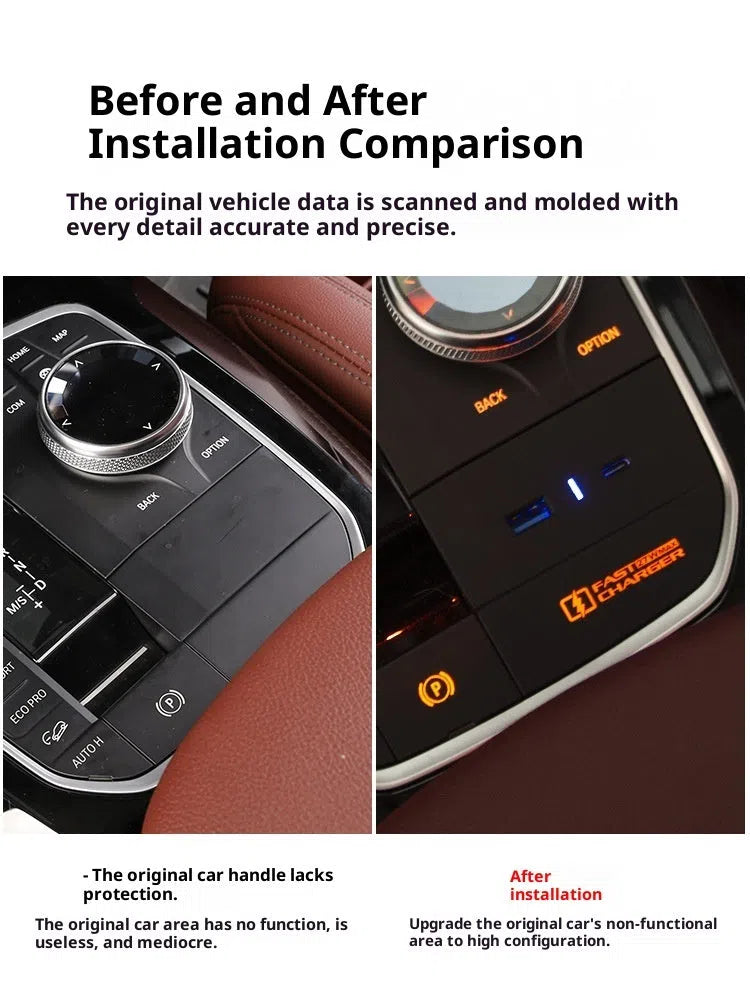 Black BMW car charger and centre console storage box for gear area lossless installation