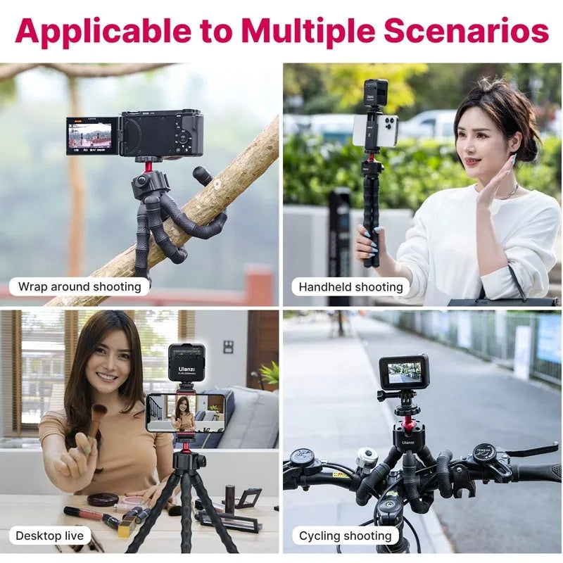 Aluminium alloy tripod for photography and video recording with standard camera mounting plate