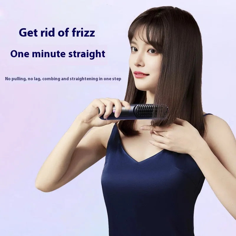USB-C rechargeable negative ion hair comb in white, dark blue, or grey colours