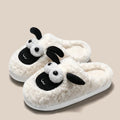 Brown thermal cotton suede slip-on slippers with sewn sole on wooden floor
