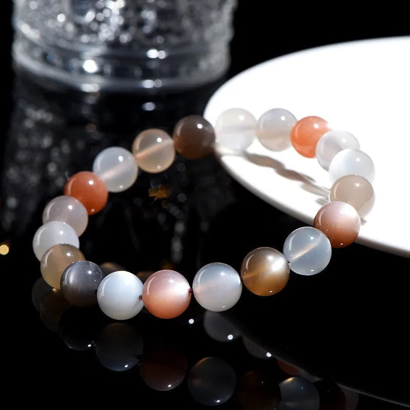 Natural colourful moonlight moonstone bracelet with 8mm single circle design