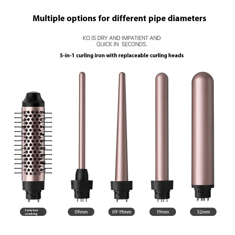 Automatic large wave hair curler in rose gold or black with 1000W power and dual voltage compatibility