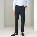 Business formal straight-leg suit pants in black for women, front view