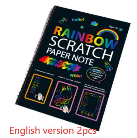 Children's large scratch art paper with colourful puzzle design revealed through scraping technique