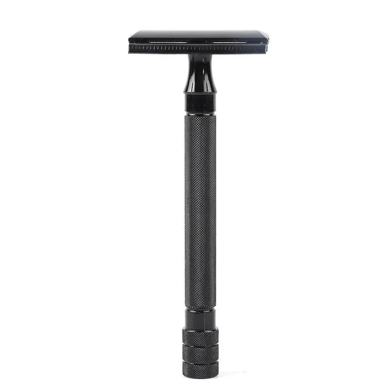 Traditional manual pogonotomy scraper with brush in black or silver metal finish