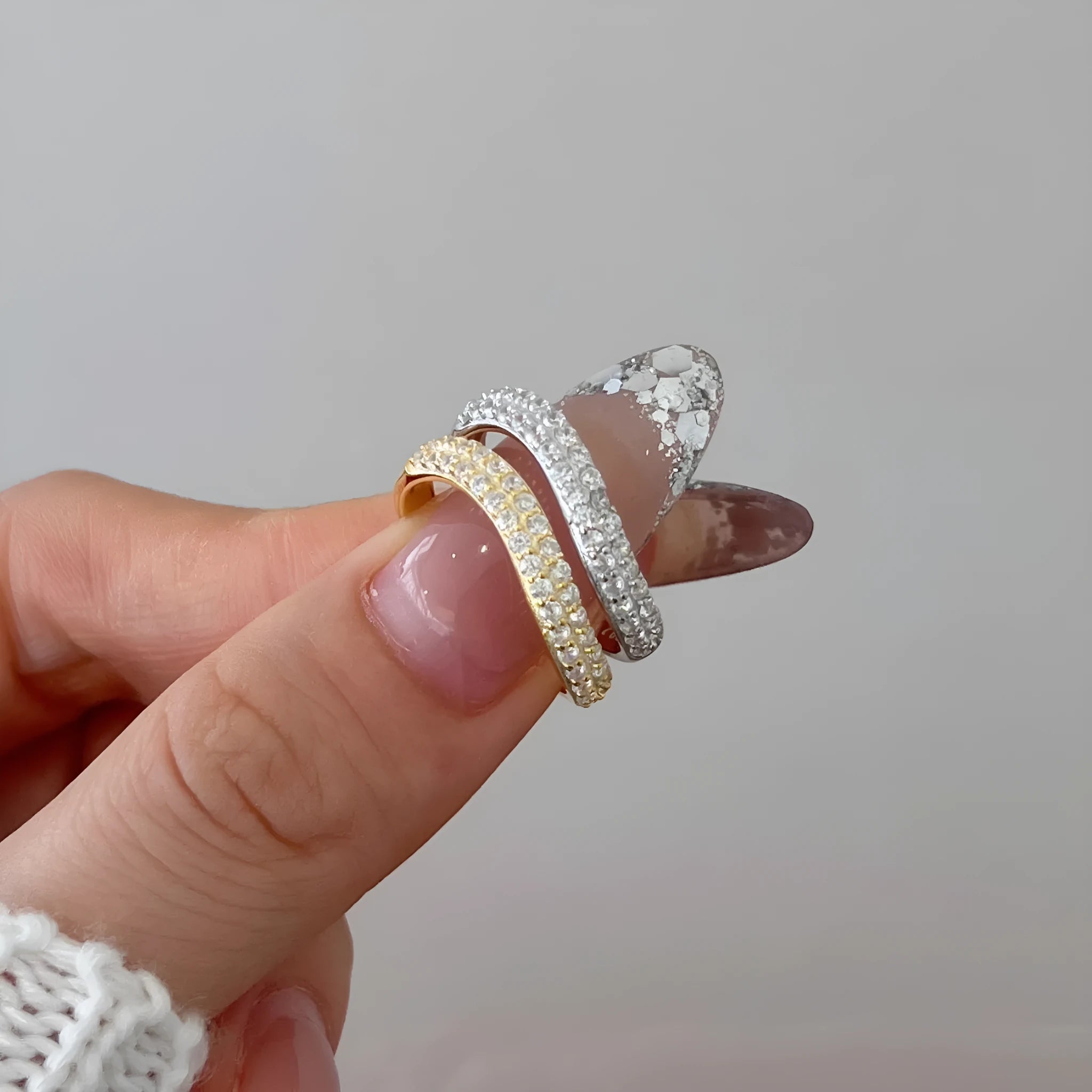 Female Zircon Inlaid Snake-shaped S925 Sterling Silver Ring in Platinum finish size No 7