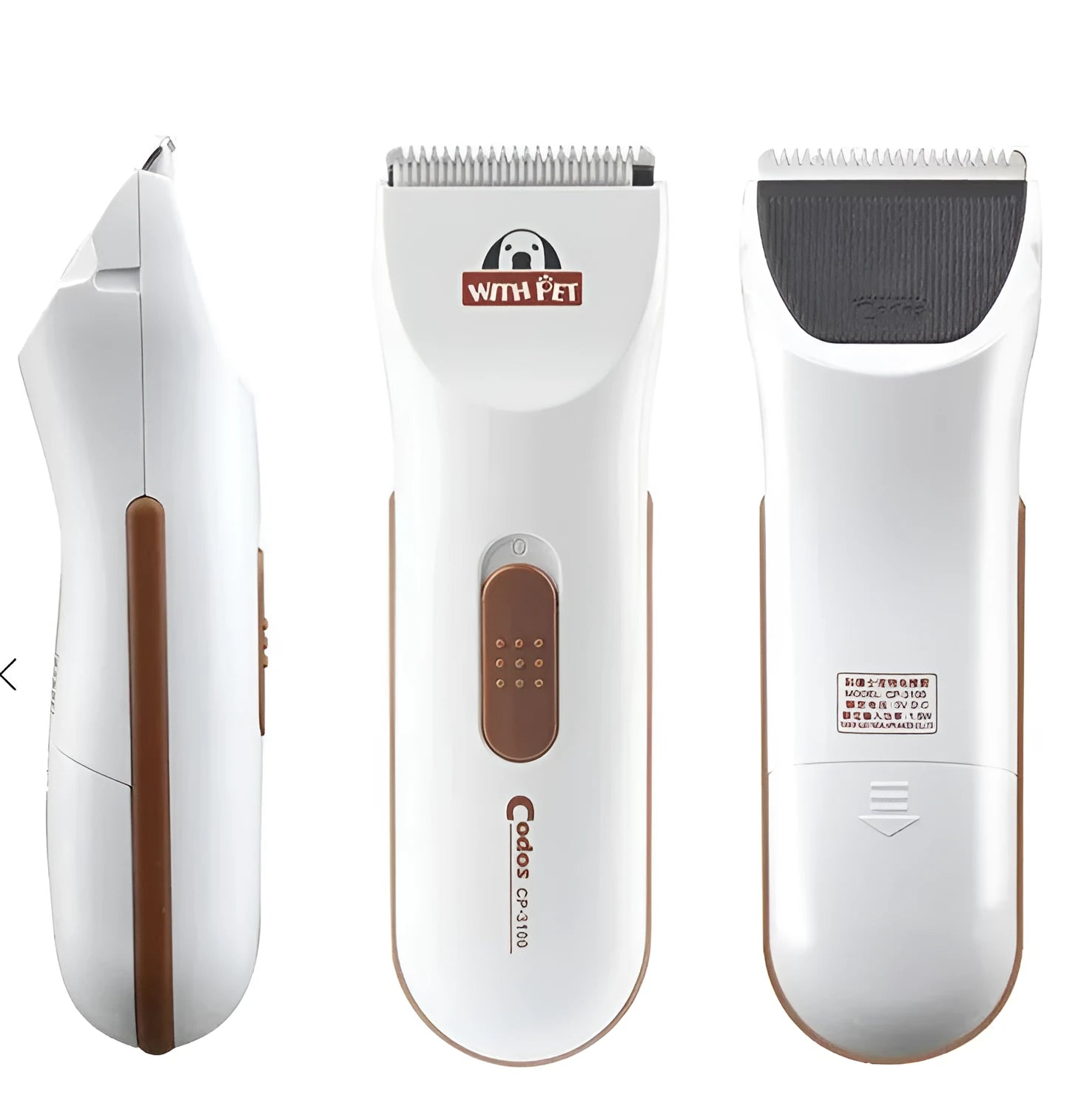 White pet hair clipper with ceramic blade for home pet grooming