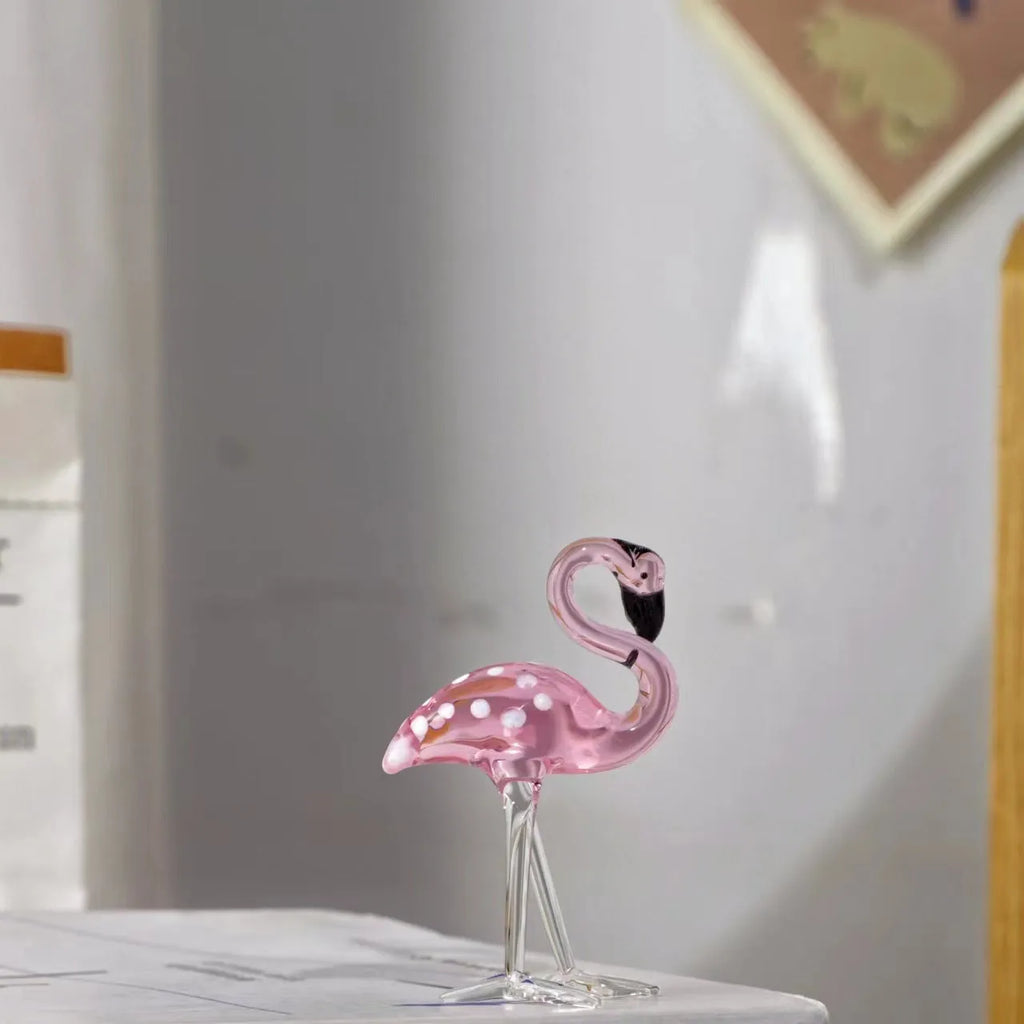 Pink flamingo crystal decorative ornament for home hall table display in modern simple style