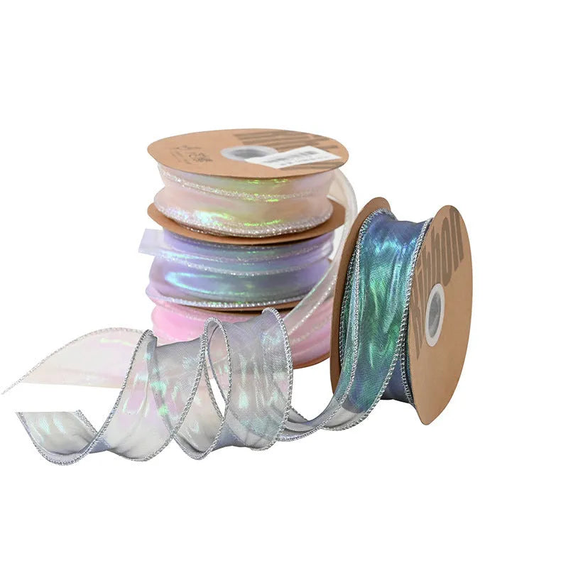 Fishtail yarn ribbon with wave-like mesh edges in multiple colour options for craft projects