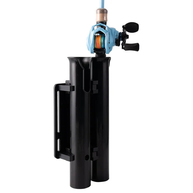 Carbon motorcycle and bicycle fishing rod rack with plastic frame and clamp mechanism