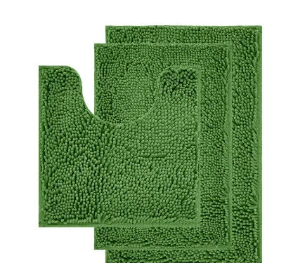 Chenille long hair U-shaped three-piece bathroom toilet carpet set in modern simplicity style