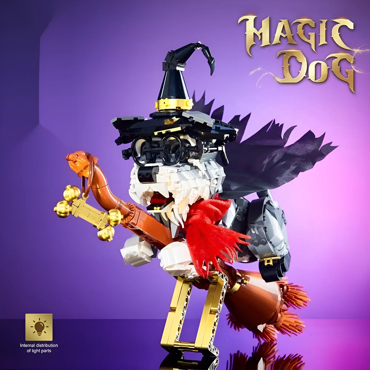 Black Magic Schnauzer building block model assembled from plastic small particle blocks