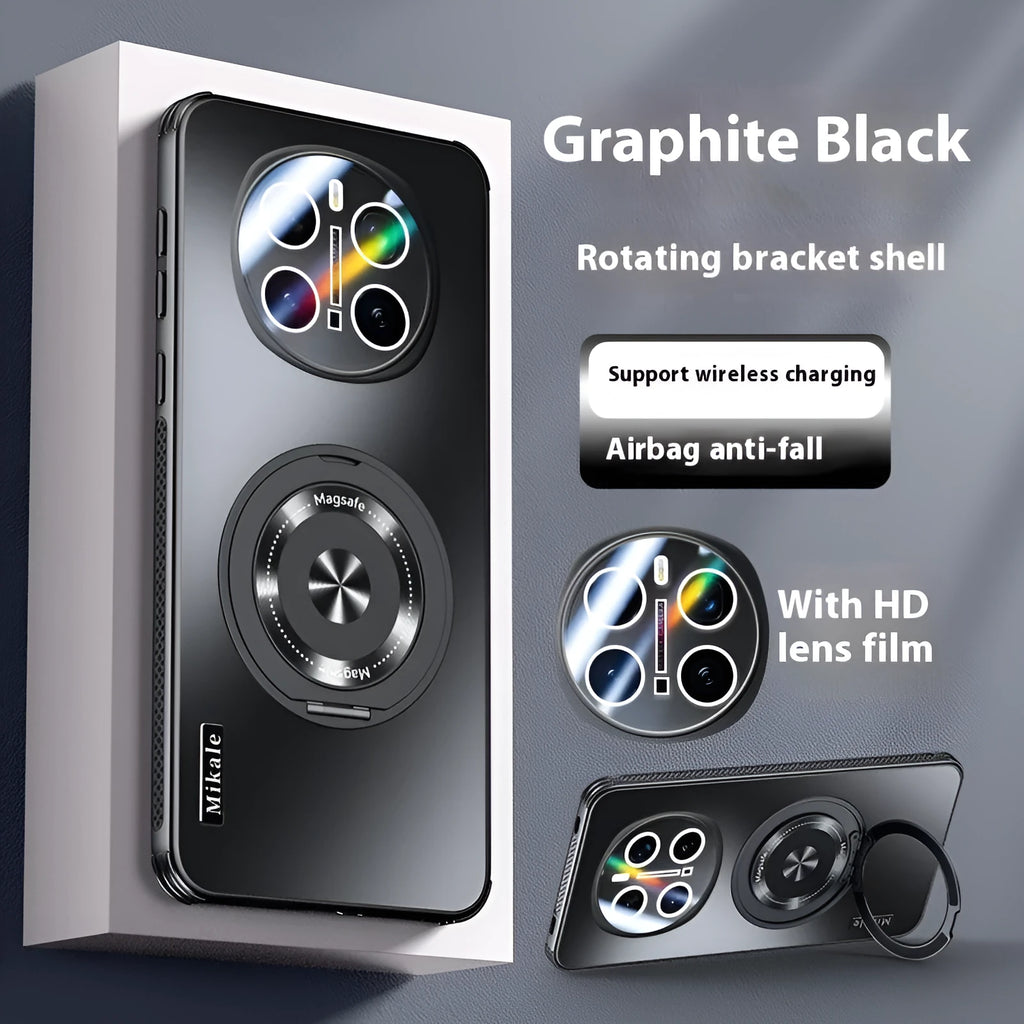 Graphite Black metal phone case with rotating bracket and magnetic suction for Huawei Mate 60
