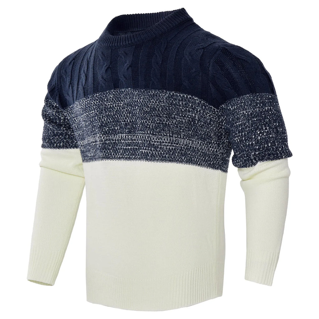 Men's knitted long-sleeved pullover sweater for winter in various sizes and styles.