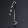 Men's vintage black widow spider pendant necklace with red crystal detail on zinc alloy link chain